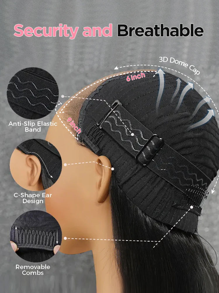Pre-Everything 7x5 9X6 Straight Hair With Bangs Blunt Cut Soft Face-Framing Bangs Human Hair Wear Go Wig
