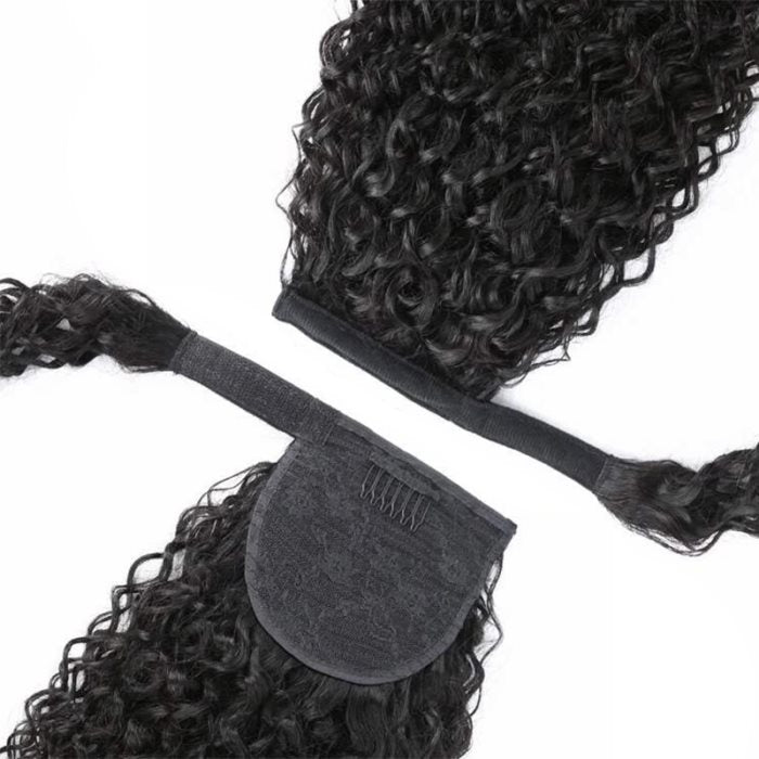 Simidola Wrap-around Magic Velcro Ponytail Extension Hair Water Wave Ponytail With Clip In 100% Human Hair