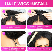 Vshow Bouncy Spiral Curls 3 In 1 Half Wigs 250% Density Flip Over Human Hair Wigs For Women