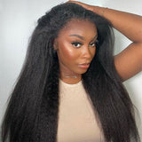 Kinky Straight 3 In 1 Half Wigs 250% Density Full Machine Made Human Hair Wigs