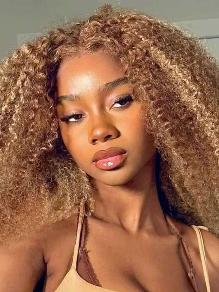 Simidola Highlight Brown Kinky Culry Lace Frontal Wig