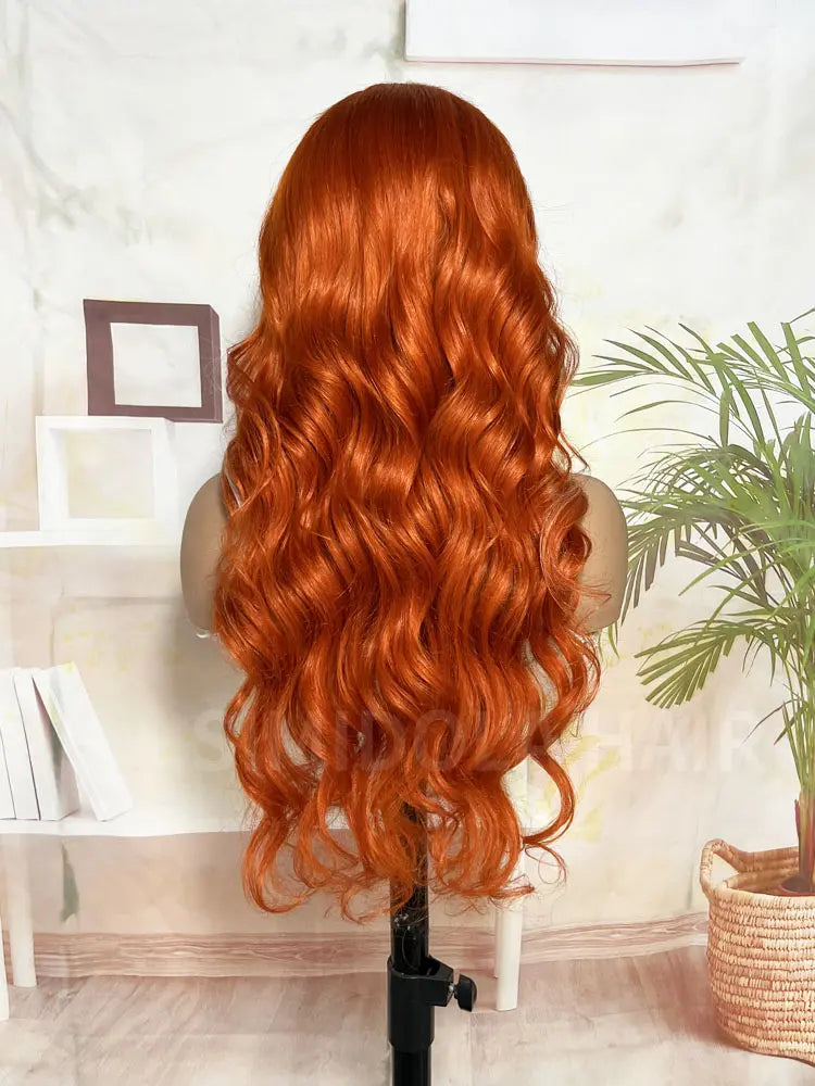 Simidola Ginger Orange With Blonde Streaks Color Body Wave Wig