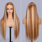 Seegethair Straight Human Hair Wigs Ombre Highlight Wear Go Glueless Wigs 360 Pre Cut Lace Wigs