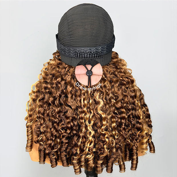 Seegethair Ombre Highlight Burmese Curly Hair Wear Go Glueless Wigs 10X6 Pre Cut Lace Wigs With Drawstring