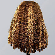 Seegethair 250% Ombre Highlights 3 In 1 Half Wigs Burmese Curly Glueless Human Hair Wigs WIth Drawstring