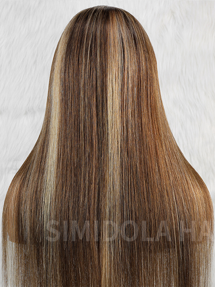 Simidola 4x4/13x4 Highlight Brown Straight Hair Lace Front Wig