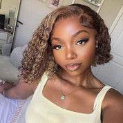 Seegethair 4/27 Highlight Kinky Curly Wear Go Wigs Pre-cut HD Lace Wigs