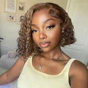 Seegethair 4/27 Highlight Kinky Curly Wear Go Wigs Pre-cut HD Lace Wigs