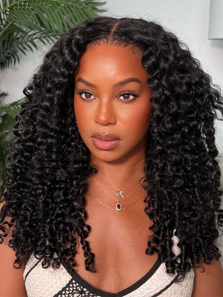 Simidola Raw Burmese Curly 7x5 9x6 Lace Human Hair Wear Go Wig With Elastic Drawstring Seamless Flip Over Wig for Beginners