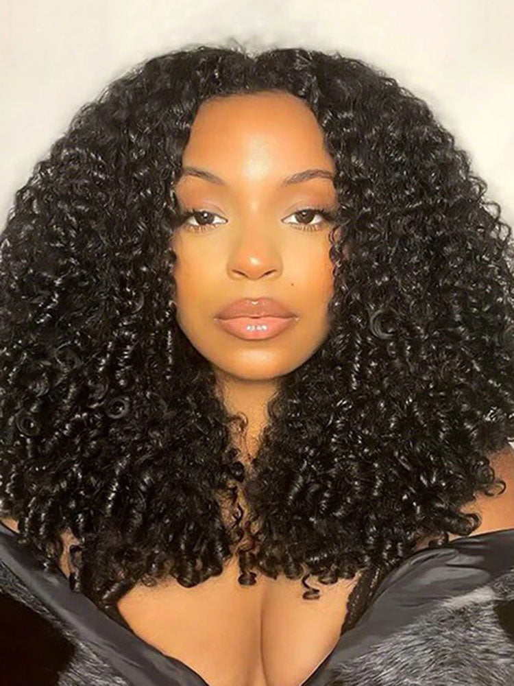 Simidola Raw Burmese Curly Human Hair Wear Go Wig With Elastic Drawstring Seamless Flip Over Wig for Beginners