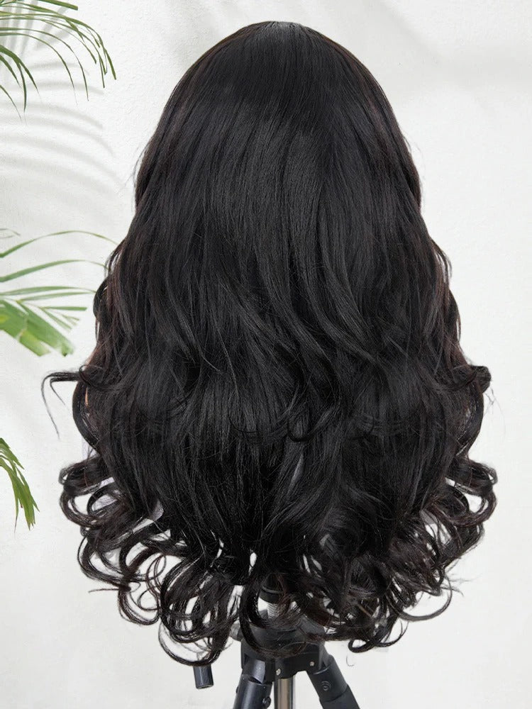 Simidola Glueless New In Pre-Styled Butterfly Cut Layered U Part Wig Natural Black Human Hair Yaki Straight Wigs