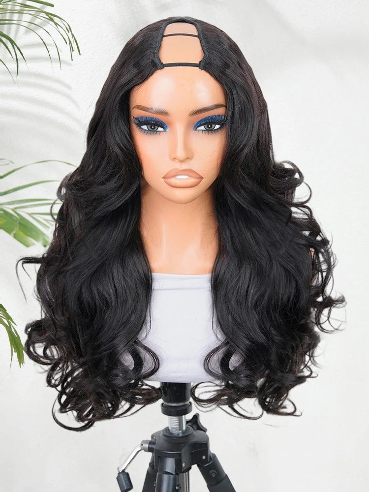 Simidola Glueless New In Pre-Styled Butterfly Cut Layered U Part Wig Natural Black Human Hair Yaki Straight Wigs