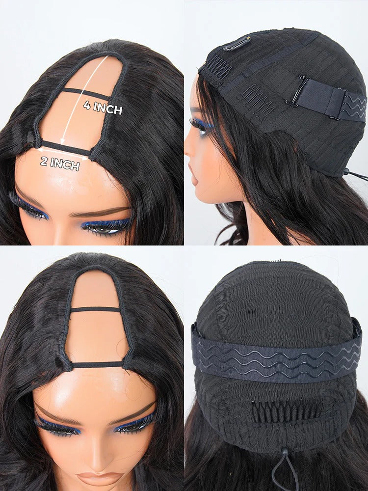 Simidola Glueless New In Pre-Styled Butterfly Cut Layered U Part Wig Natural Black Human Hair Yaki Straight Wigs