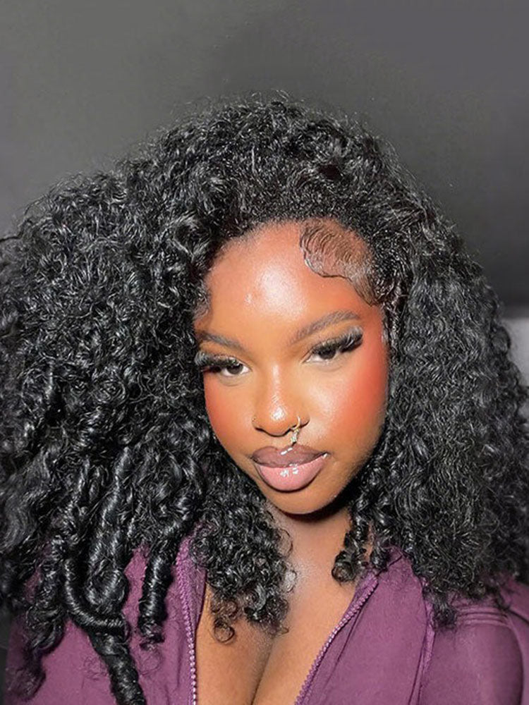 Simidola Raw Burmese Curly Human Hair Wear Go Wig With Elastic Drawstring Seamless Flip Over Wig for Beginners