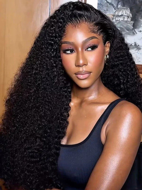 Simidola Pre-Bleached Knots Kinky Curly 13x4 13x6 HD Lace  Human Hair Wear Go Glueless Wig With Elastic Drawstring