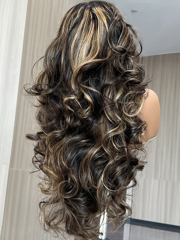 Pre-Styled 7x5 Lace Butterfly Cut Layer Brown Balayage Human Hair Wigs Pre-Cut Pre-Pluck Wear Go Wig