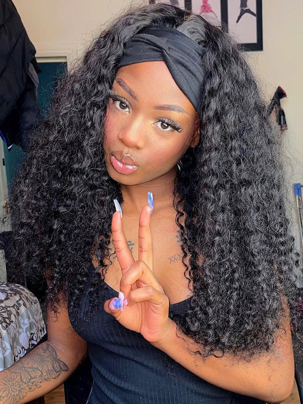 Simidola Deep Wave Headband Wig Adjustable No Lace Wigs
