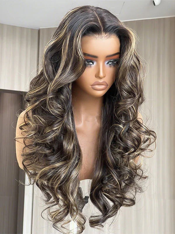 Pre-Styled 7x5 Lace Butterfly Cut Layer Brown Balayage Human Hair Wigs Pre-Cut Pre-Pluck Wear Go Wig