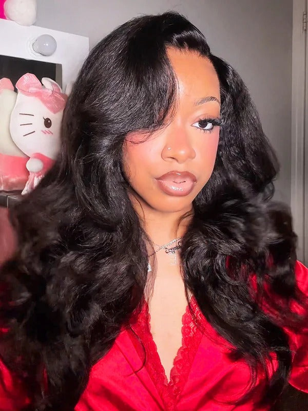 Simidola Glueless Body Wave 3 In 1 Half Wig Drawstring Band Wear Go Wig Invisible Hairline