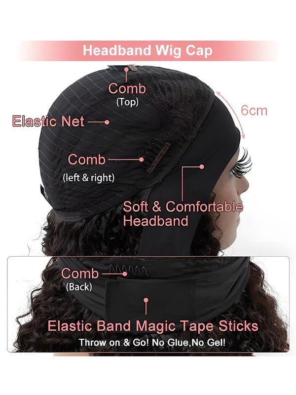 Simidola Deep Wave Headband Wig Adjustable No Lace Wigs