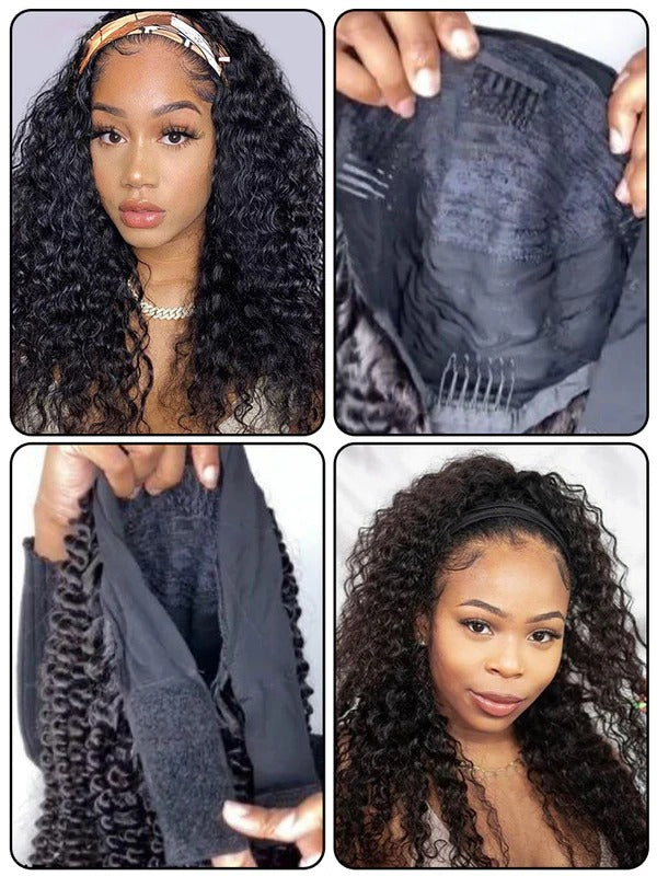Simidola Water Wave Headband Wig Adjustable No Lace Wigs
