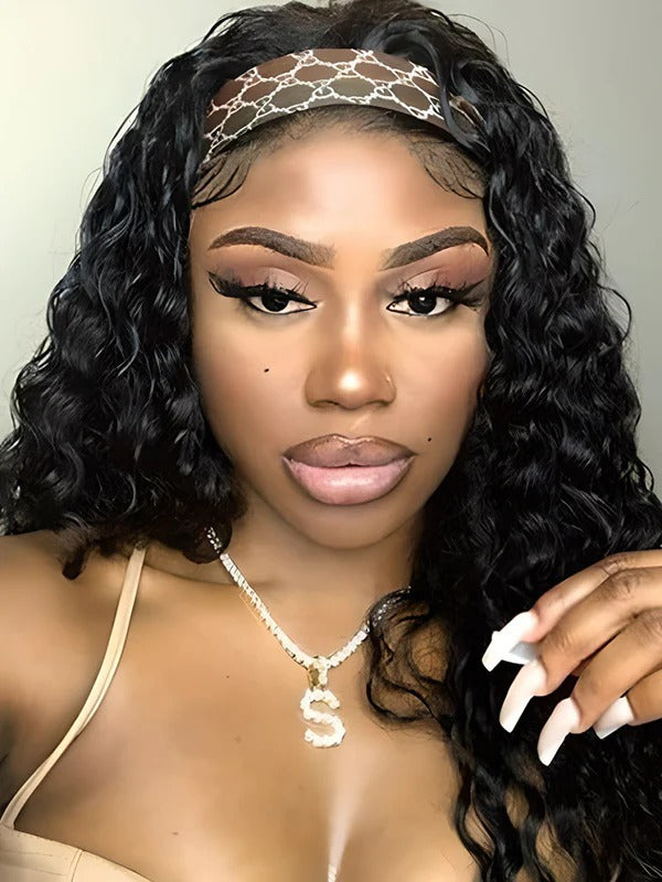 Simidola Deep Wave Headband Wig Adjustable No Lace Wigs