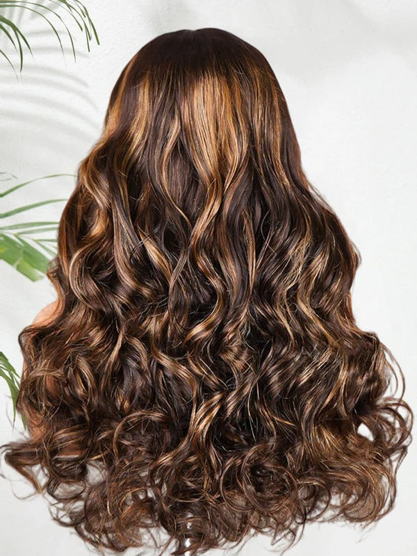 Simidola 9x6 Lace Highlight Balayage Color Body Wave Glueless Wear Go Wig