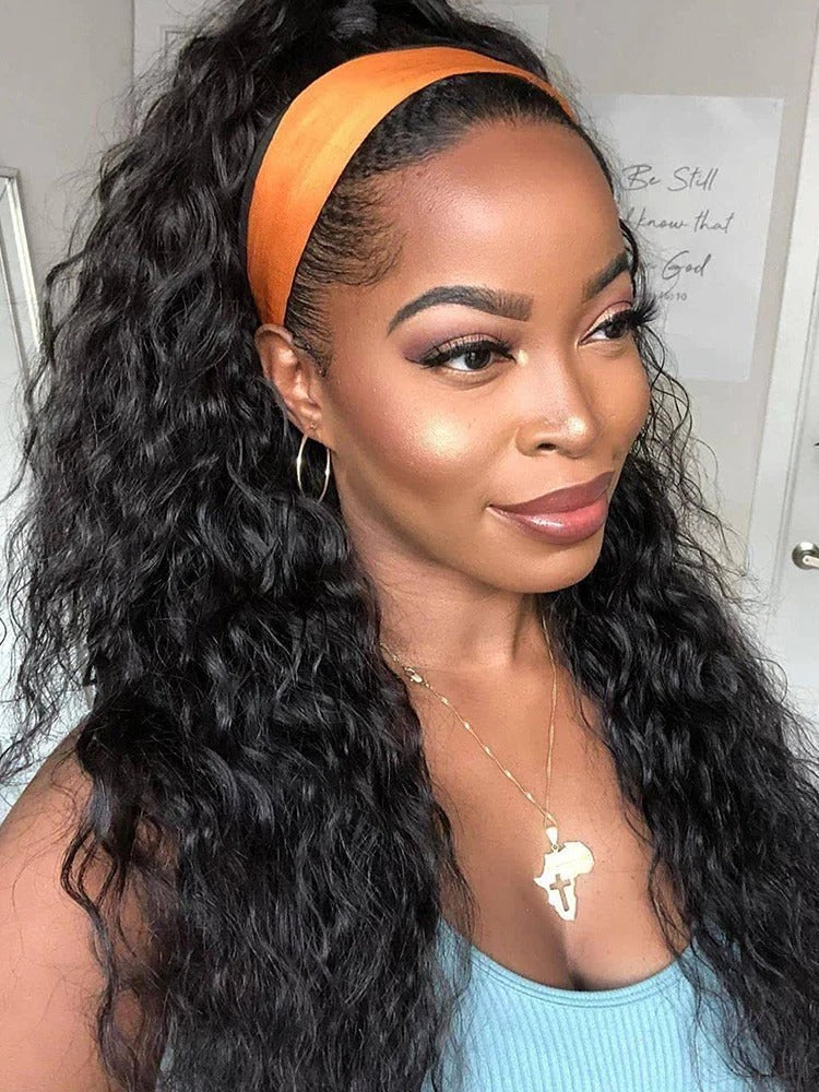 Simidola Water Wave Headband Wig Adjustable No Lace Wigs