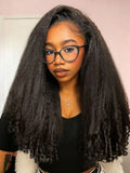 Simidola Glueless Kinky Straight Burmese Curly Elastic Drawstring Wear Go Half Wig With Yaki Spiral Curls