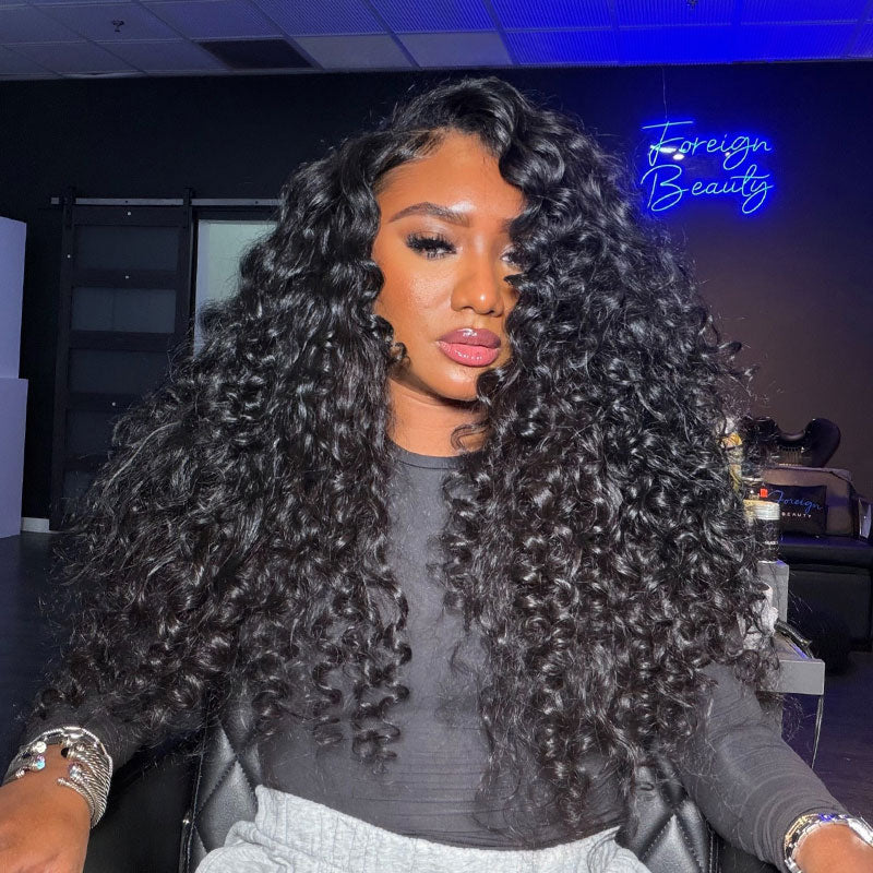 Vshow Indian Curly 3 In 1 Half Wigs Natural Blend Human Hair Wigs With Drawstring Flip Over Curly Hair Glueless Wigs