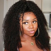 Seegethair Bleached Knots Kinky Curly Human Hair Wear Go Wigs 7x5 Pre Cut HD Lace Wigs