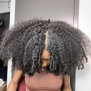 Seegethair Drawstring V Part Kinky Curly Wig 250% Density No Leave Out Thin Part Glueless Human Hair Wig For Beginners