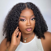 Seegethair Bleached Knots Kinky Curly Human Hair Wear Go Wigs 7x5 Pre Cut HD Lace Wigs