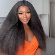Seegethair Kinky Straight Hair Glueless Wigs 7x5 Wear Go Wigs Pre Cut HD Lace