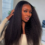 Seegethair Bleached Knots Kinky Straight Hair 10x6 Lace Front Wigs Wear Go Wig Glueless Wigs 250% Density