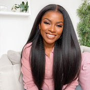 Seegethair Drawstring Glueless Wigs Kinky Straight Hair V Part Wigs 250% Density Human Hair Wigs For Black Women