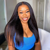 Seegethair Kinky Straight Hair Glueless Wigs 7x5 Wear Go Wigs Pre Cut HD Lace