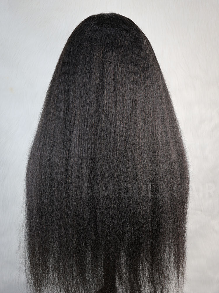 Simidola Pre-bleached 7x5 Pre-cut Pre-plucked Kinky Straight Wear Go Glueless Wig With Drawstring
