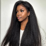 Seegethair Kinky Straight Human Hair Wigs 360 Pre Cut Lace Glueless Wigs For Black Women