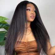 Seegethair Kinky Straight Pre Cut Lace Front Wigs 13x4 13x6 Guleless Human Hair Wigs With Drawstring