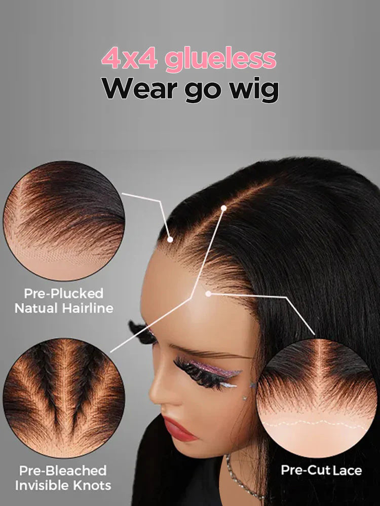 Simidola Pre-bleached 4x4 Pre-cut Pre-plucked Straight Hair Wear Go Glueless Wig