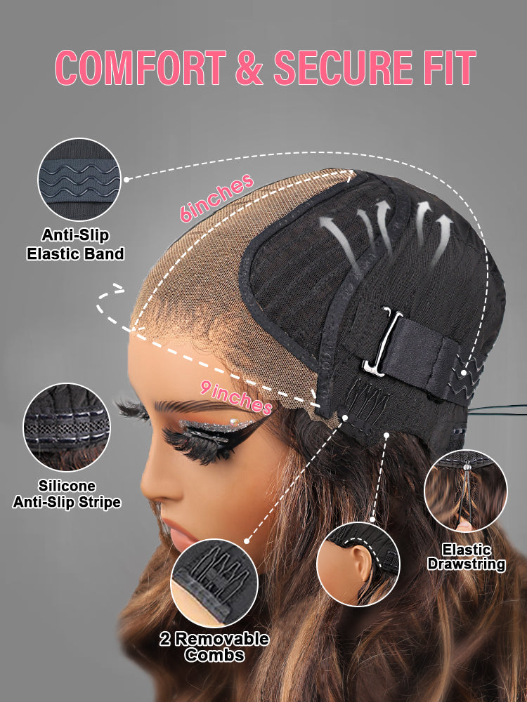 Simidola Glueless Highlight Balayage Color Body Wave 9x6 T Part Glueless Wig Pre-cut Lace Wear Go Wig