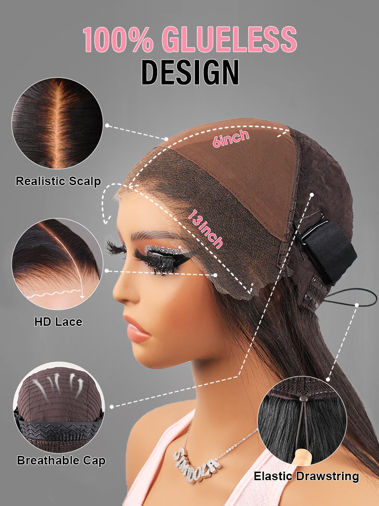 Simidola Pre-Bleached Knots Deep Wave 13x4 13x6 HD Lace Human Hair Wear Go Glueless Wig With Elastic Drawstring