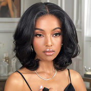 Vshow 14 Inches Layered Cut Yaki Straight Bob Wigs 10x6 Pre-Cut Lace Wear Go Glueless Wigs 250% Density