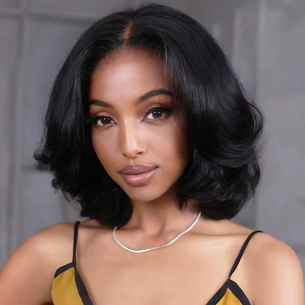 Vshow 14 Inches Layered Cut Yaki Straight Bob Wigs 10x6 Pre-Cut Lace Wear Go Glueless Wigs 250% Density