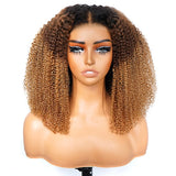 Seegethair Ombre Color Kinky Curly Wear Go Wigs 7x5 HD Lace Wigs 1b/4/27 3 Tone Color Wigs