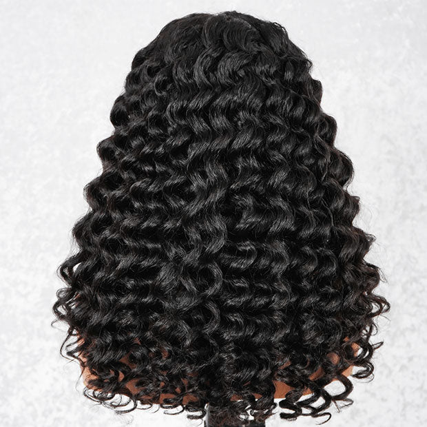 Pre Wand Curls Kinky Straight Wigs  250% Density 3 In 1 Half Wigs For Beginners Flip Over Human Hair Wig