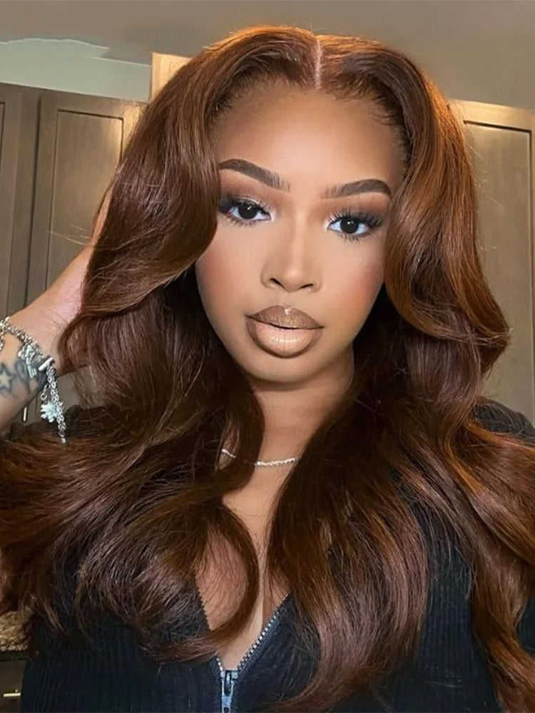 Face-Framing Layered Cut Chocolate Brown #4 Body Wave Wear Go Wig 7x5 Lace Closure 180% Glueless Color Wig