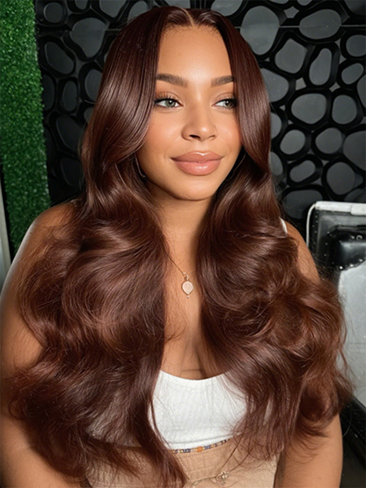 Face-Framing Layered Cut Chocolate Brown #4 Body Wave Wear Go Wig 7x5 Lace Closure 180% Glueless Color Wig