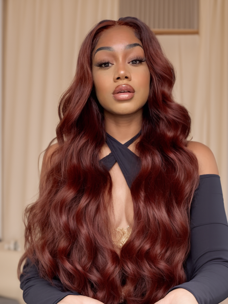 Simidola Reddish Brown Color 7x5 Lace Body Wave Wear Go Glueless Wig Pre Plucked Natural Hairline